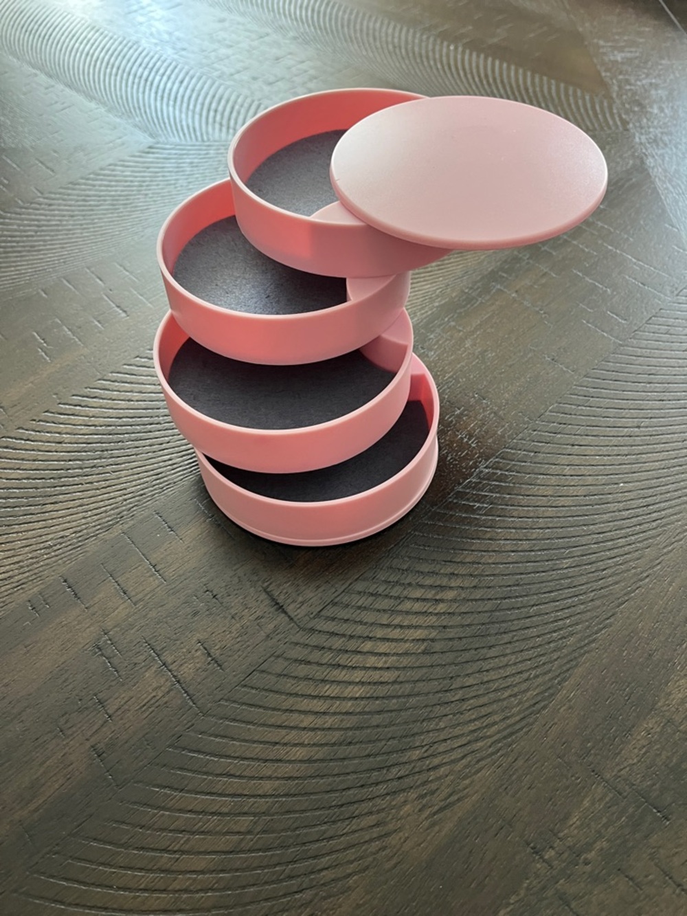 Stackable Round Pink Jewelry Tray Organizer